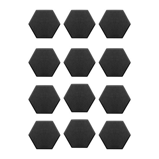 12Pcs Hexagon Soundproof Wall Panel Self-Adhesive Sound Absorbing High Density Thick Acoustic Foam Panel Home Studio Noise Reduction Wall Panel