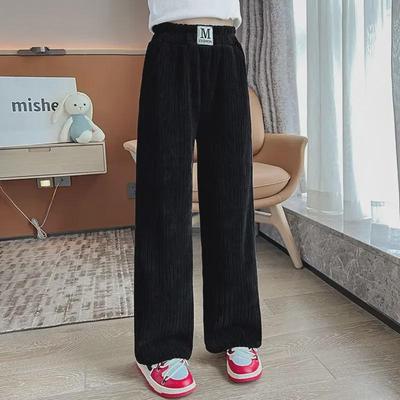 Mädchen Chenille Wide-Leg Sweatpants - Lässiger Loose Fit für Frühling und Herbst