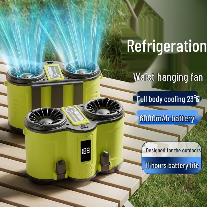 

Portable Waist Fan: USB Rechargeable Mini Air Conditioner for Outdoor Cooling 10000mAh зелёный