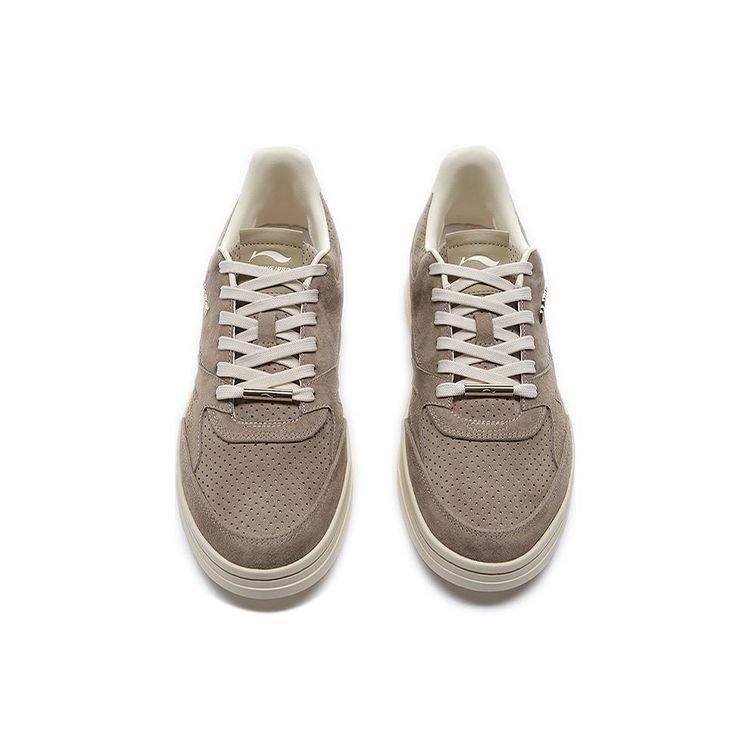 Li-Ning Classic Series Leather Slip Resistant Durable Lightweight Low Top Skate Shoes Men Sneakers Brown ALHS017-2