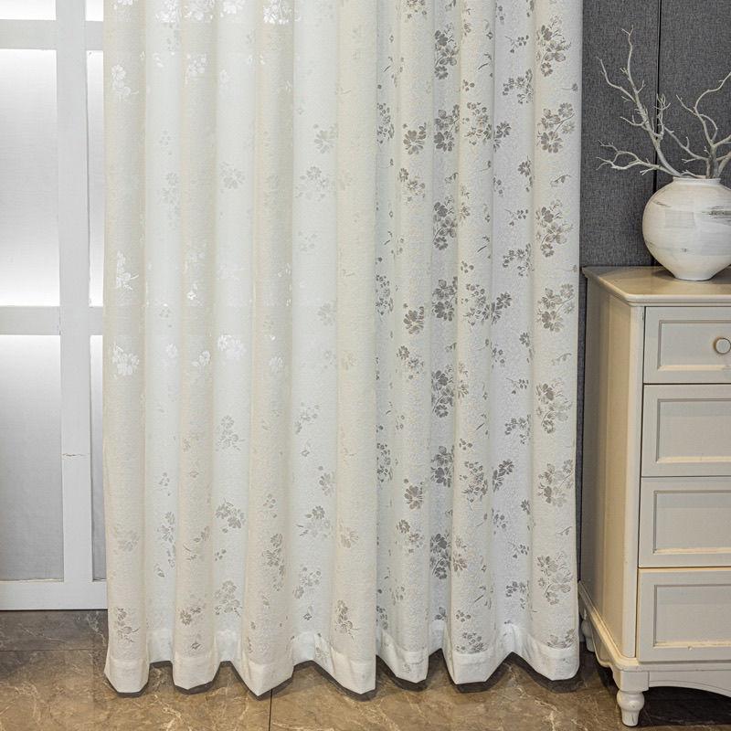 White Embroidered Peach Blossom Sheer Curtains, Semi-Transparent  for Bedroom and Living Room, Living Room Drapes | Elegant Window Treatment |