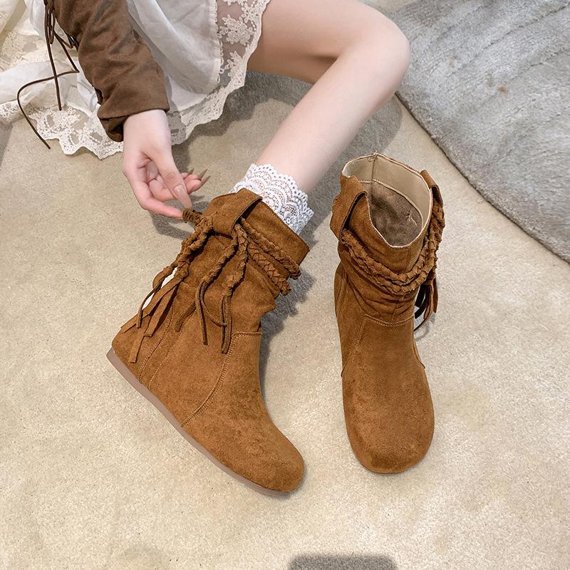 Retro Versatile Pile Boots Short Boots Women's 2025 Autumn and Winter New Simple Commuter Fashion Martin Boots Fashion Boots Tide