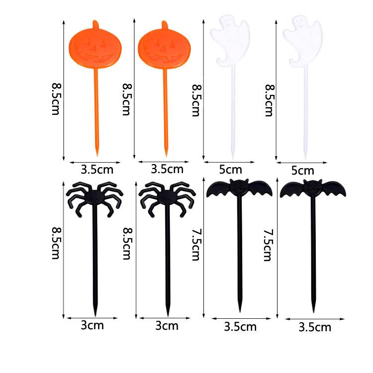 

Новинки, Хэллоуин, День благодарения, Вилка для фруктов, Шпажка для украшения бенто, Тыква, Привидение, Паук, Летучая мышь, Фруктовая шпажка 8pcs