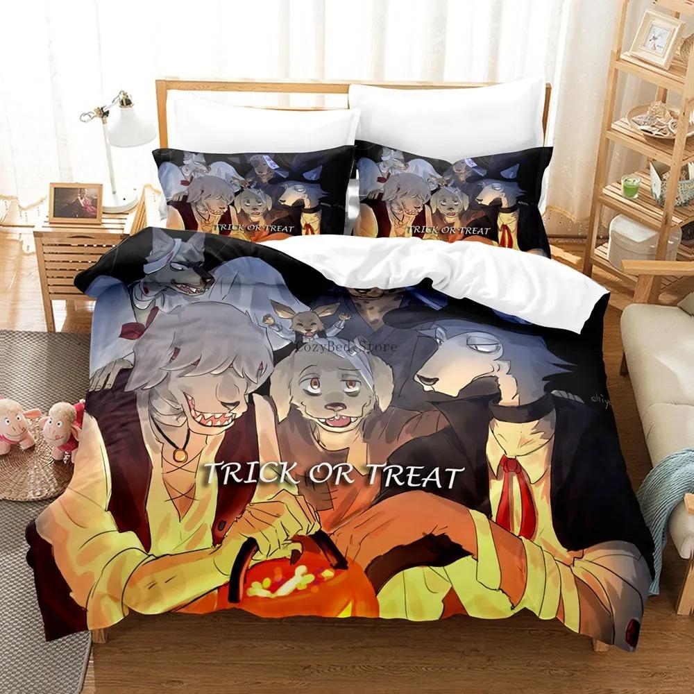 Set Biancheria da Letto Beastars per Bambini Copri Piumino Anime Pacchetto Copripiumino Biancheria da Letto Misura Singola Misura Matrimoniale Misura King Misura Singola Dimensioni Dropshipping