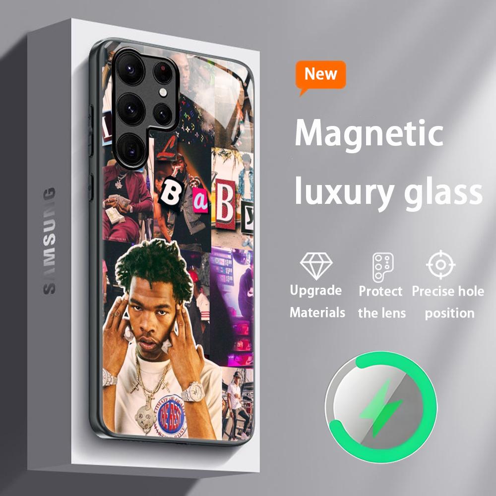 

Hot L-Lil Baby D-Dr-ip rapper Phone Case For Samsung S26 S25 S24 S23 S22 S21 S20 Plus Ultra Glass Magnetic Case Galaxy S20 Ultra