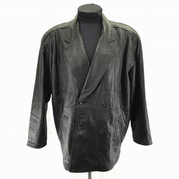 

INIZIO/Genuine Lamb Leather Coat/Outerwear/M/Black/Double/Fully Lined/Quilted Lining/Inner Pocket/Big Silhouette(USED)