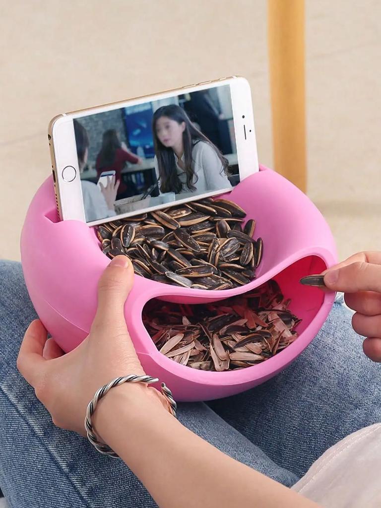 1pcs Plastic Lazy Fruit Plate High Melon Seeds Can Be Detachable Double Candy Plate Round Fruit Box Melon Seeds Fruit Storage
