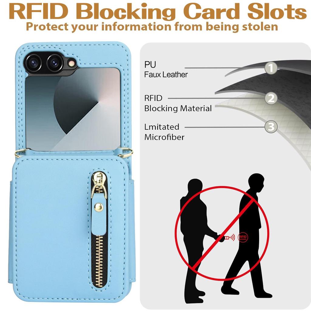 Elegant Foldable Crossbody Case for Samsung Z Flip 7 with Zipper Coin Purse and Card Holder