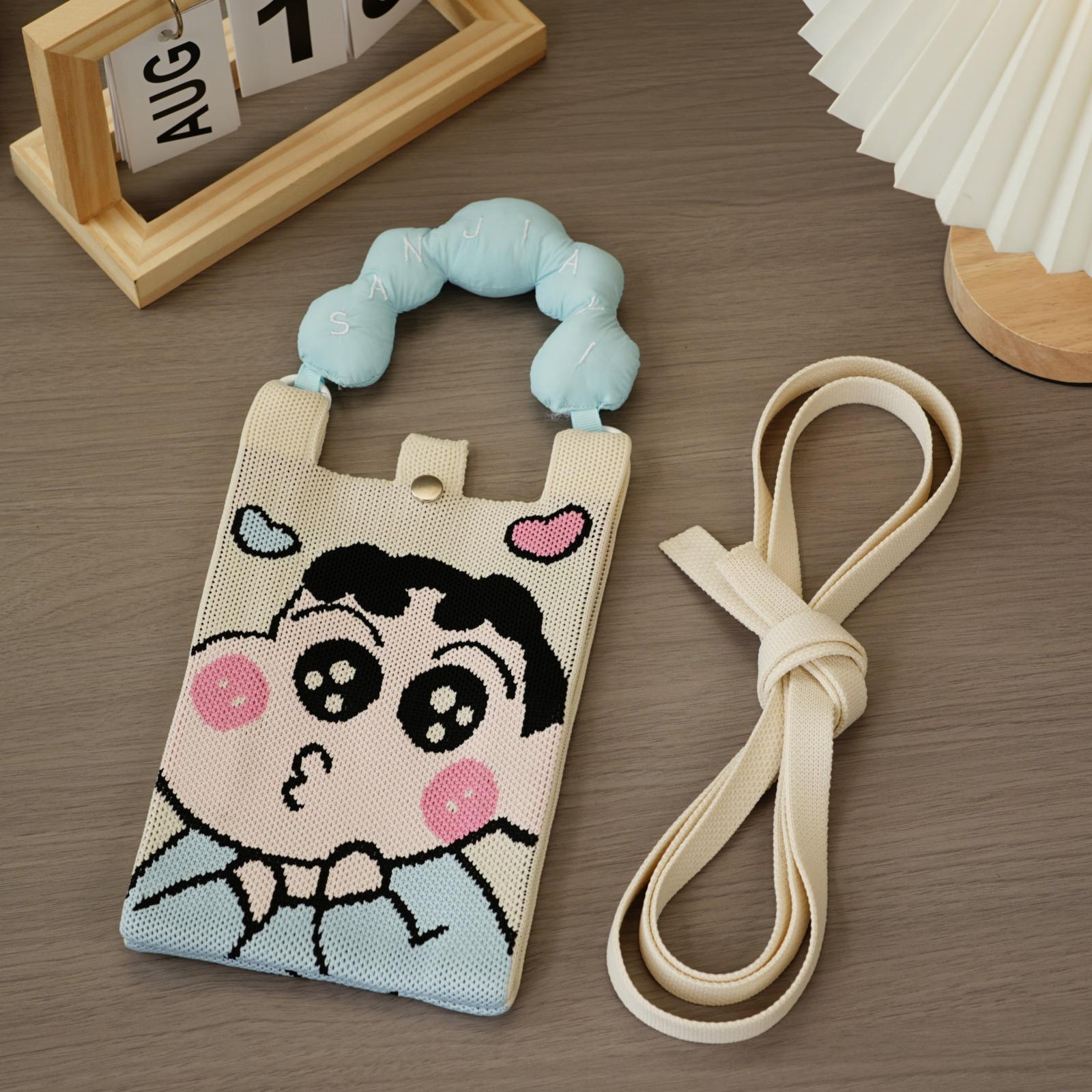 Мини-вязаная сумка для мобильного телефона с нишевым дизайном, симпатичная мультяшная универсальная портативная сумка через плечо для женщин 15*24cm