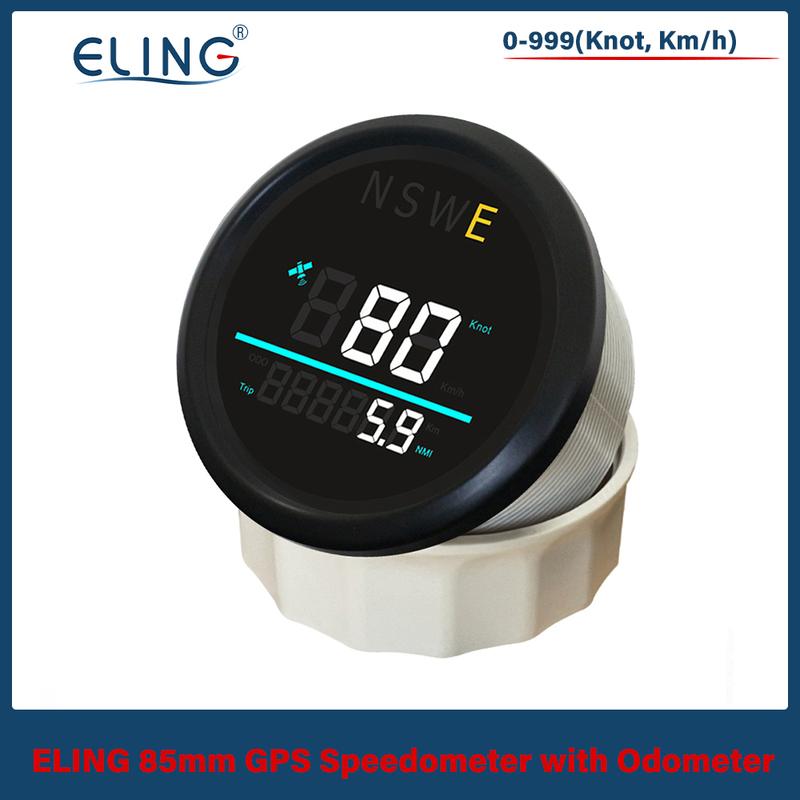 ELING Universal Marine 85mm Digital GPS Speedometer 0-999 (Knots, Km/h) with Backlight GPS Antenna for Sailboat Yacht 12V 24V