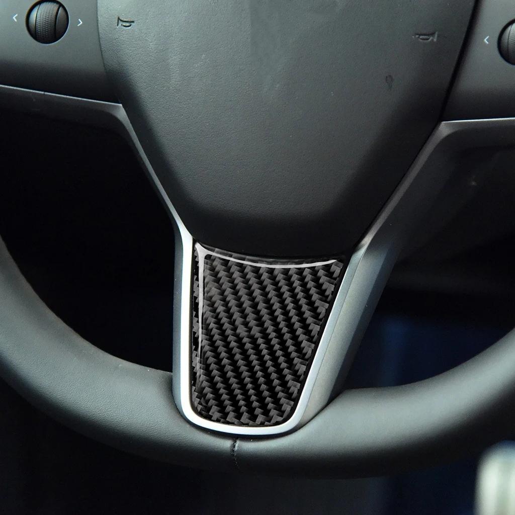 For Tesla Model 3 Y 2017-2025 Car Steering Wheel Panel Cover Trim Stickers Frame ABS Carbon Fiber Modification Accessories