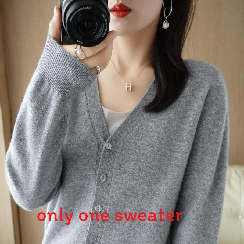 Knit Cardigan For Women With Vneck Long Sleeves Soft Polyester Blend For Casual Wear