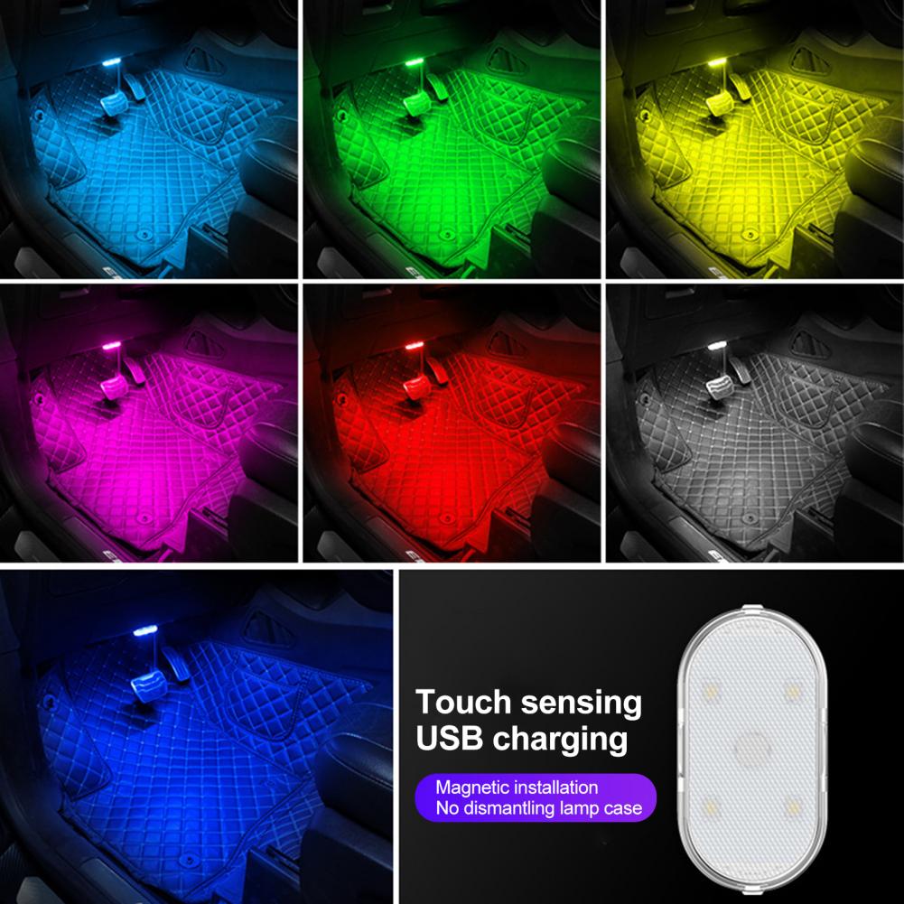 Car Ambient Light Enhance Car's Ambience with 7 Colors Rgb Automotive Light Self-adhesive Magnetic Suction Usb Rechargeable
