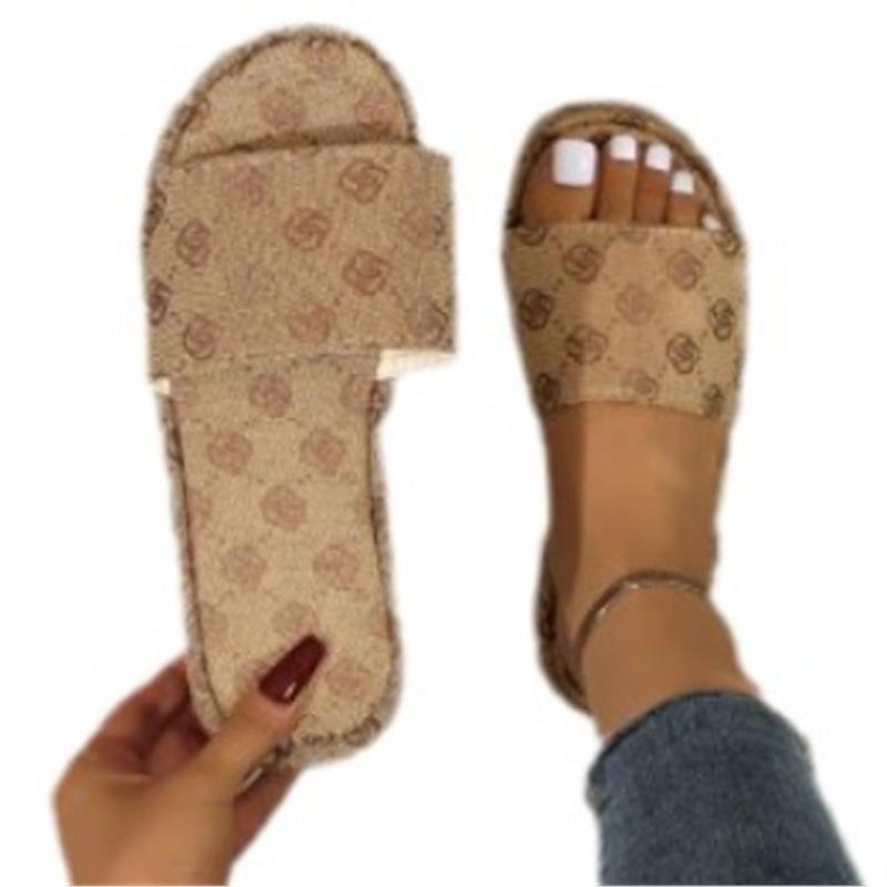 Slippers Foreign Trade Platform Slippers Women's Wear New Plum Blossom Embroidery Word Muffin Cool Slippers Large Size Women's Shoes