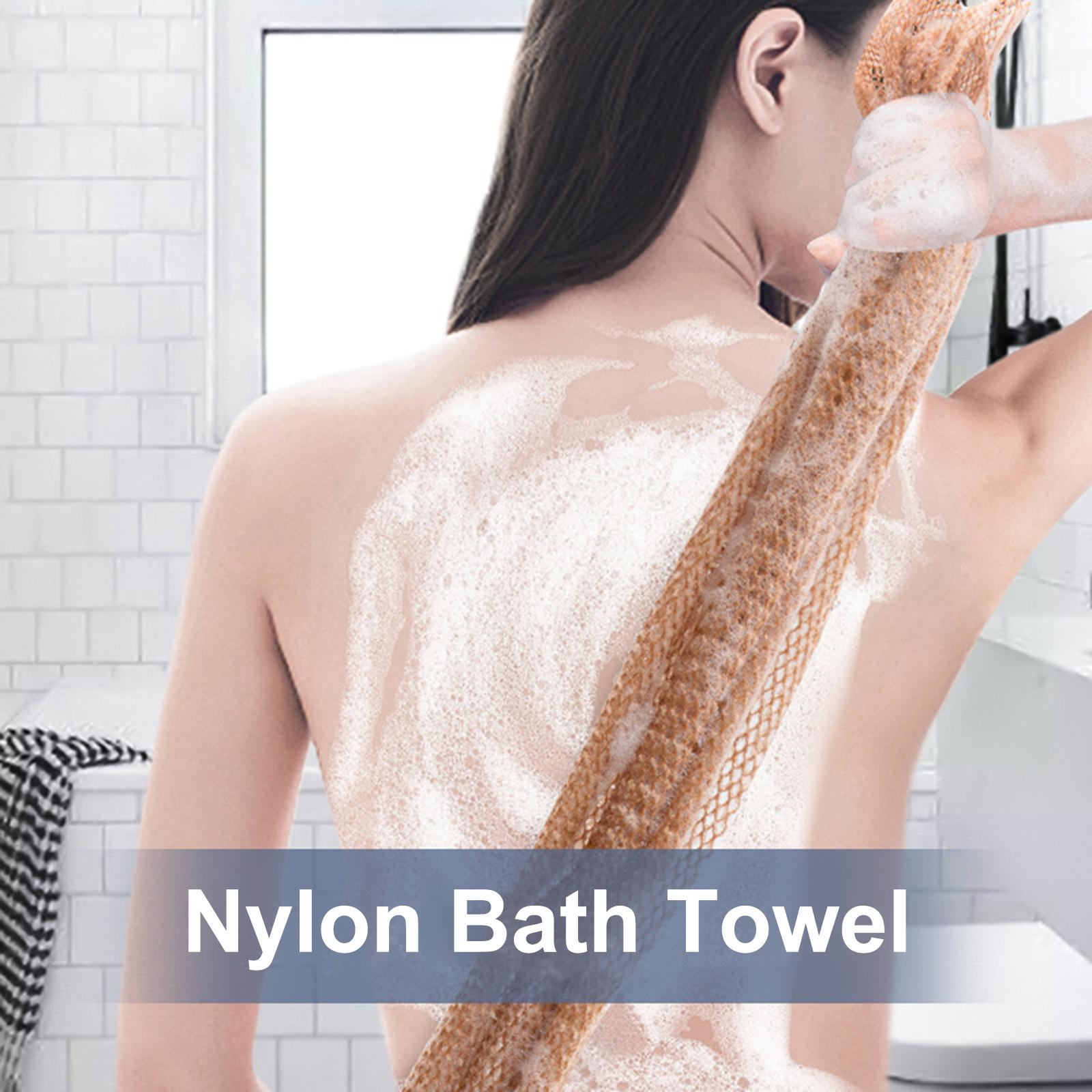 Nylon Bath Towel Bath Strip Bath Towel Back Scrubber Body Exfoliator Bathing Shower Soft Skin Care Face Body Wash Massage Spa Mitt for Adult and Kids