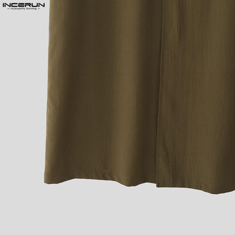 INCERUN Herbst Herren Zweireihiger Langarm Windbreaker Langer Übermantel Mäntel