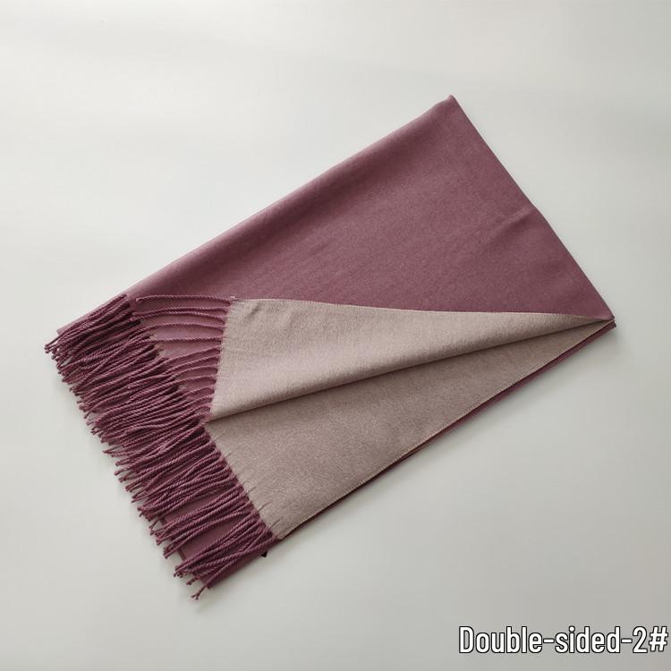 2024 Autumn/Winter Imitation Cashmere Double-Sided Red Scarf - Solid Color, Warm Shawl for Women, European & American Style.