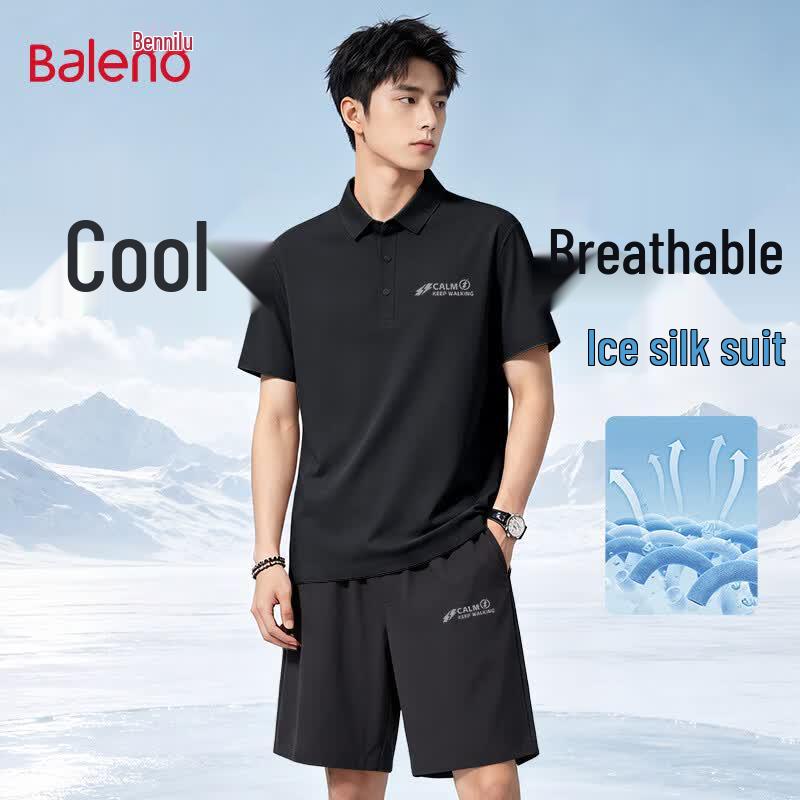 Baleno Men's Ice Silk Polo Shirt & Shorts Sport Set