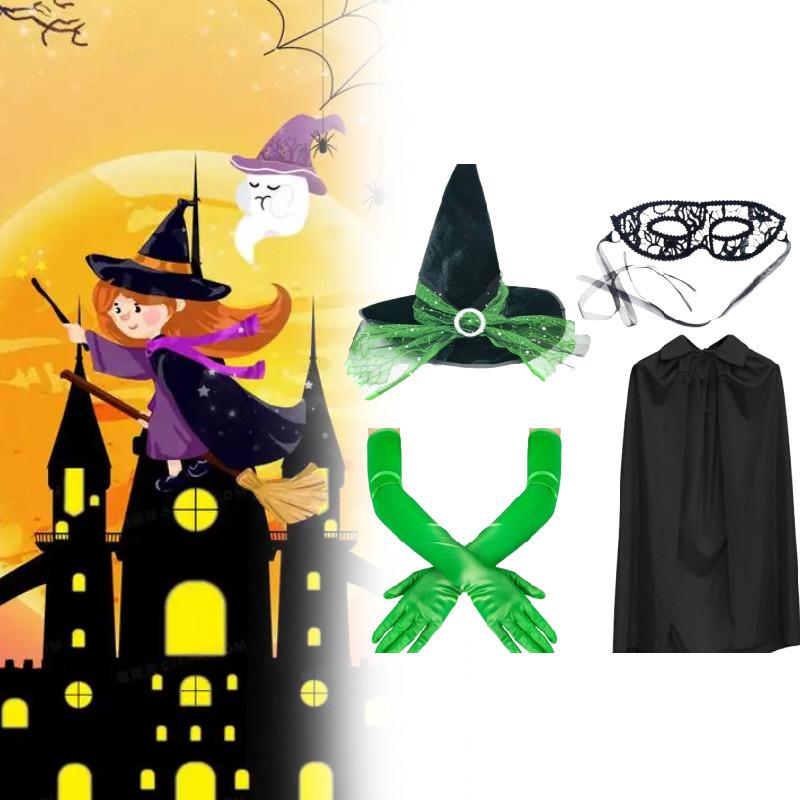 Adult Halloween Witch  Cosplay Costume With Hat Gloves Cloak Party Performance