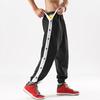 Mid-Rise Elastic Waistband Pockets Side Buttons Closure Men Pants Splicing Basketball Training Sweatpants Daily Clothing