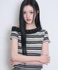 ILLIGO One-Shoulder Studded Stripe Top Black Ivory