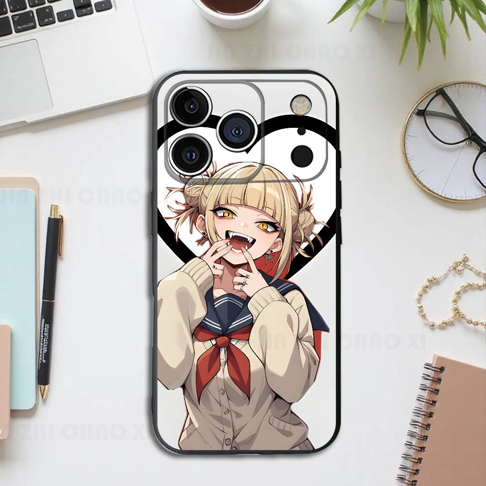 

H-Himikos T-Togas Anime Black Phone Case For IPhone 17 16 15 14 13 12 13 12 11 Pro Max Plus XS XR Silicone Soft Back Cover iPhone16plus