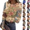 Women's Casual Vintage Floral Print Long Sleeve Top