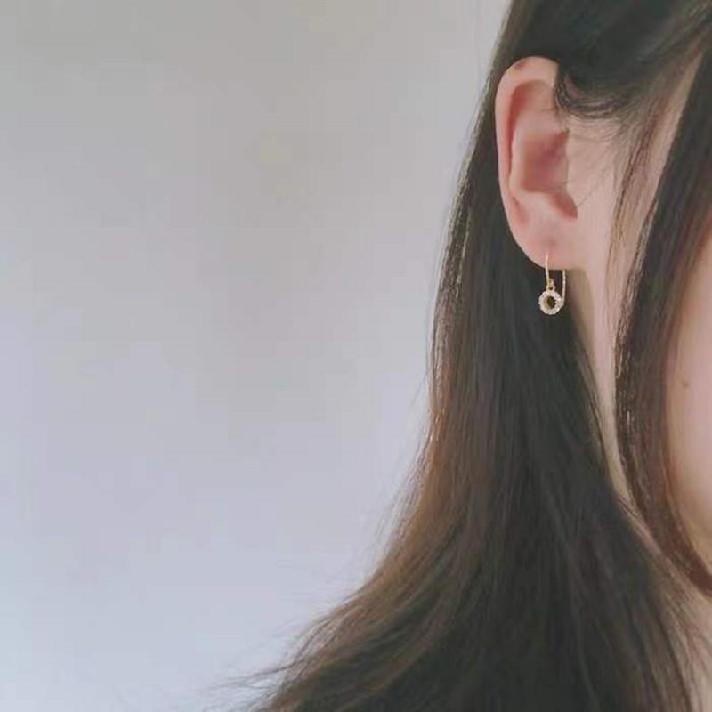 S925 Sterling Silver Small Circle Earrings Studded with Zircon Minimalist Design All-Matching Graceful Latte Art Earrings