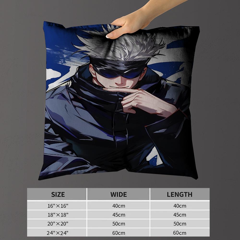 Satoru Gojo Anime Pillow Covers Cartoon Sofa Decorative Home Double-Sided Printing Short Plush Cute Cushion Cover