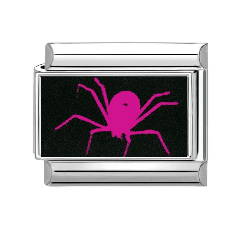 Schönes schwarzes Druckdesign Hase Katze Hund Blumen Herz Y2K Italienischer Charms Glieder Passend für 9mm Edelstahlarmband DIY Herstellung