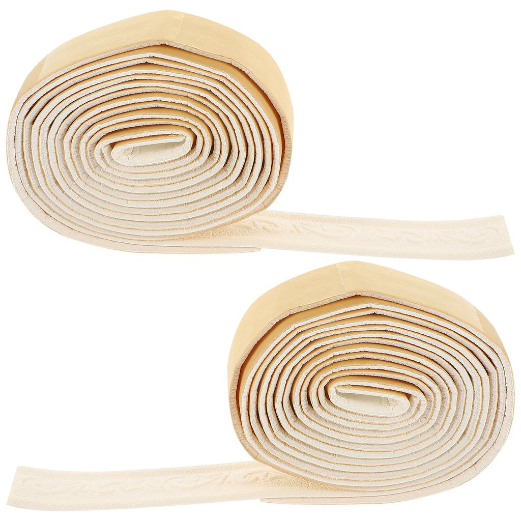 2 Rolls Wall Corner Trim Flexible Peel and Stick Foam Molding Trim Decorative Skirting Border Strip for Home Bathroom Kitchen
