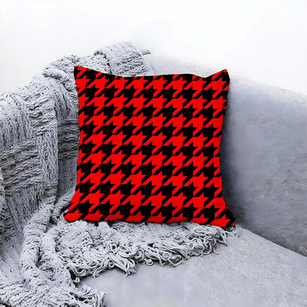 Chic Houndstooth Pattern Style Cushion Cover Premium Comfort Reversible Pillow Cove In One Design For Any Room & Car Interior