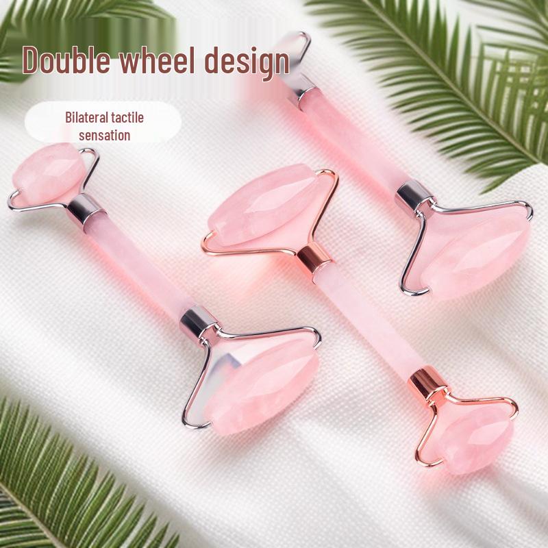 Pink Crystal Jade Roller & Gua Sha Beauty Set for Face, Eye, Body 