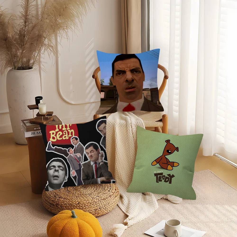 Funny Mr Bean Anime Pillow Cover For Bedroom Room And Living Room Sofa Decorative Cushion Cover