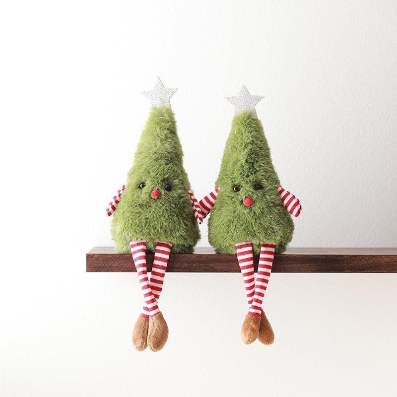 Christmas Tree Green Doll Hang long legs Ornaments Plush Knitting Crafts Tree Pendant Christmas Decorations for Home Kids Gift
