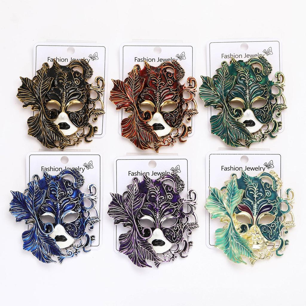 Vintage Palace Embossed Face Mask Brooch Men Women Costume Accessories Corsage Pin Jewellery Gifts