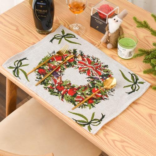 Festive Christmas Knitted Table Mat for Seniors, Unique Knitted Placemat with Christmas Tree Design