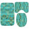 Luxury Black Gold Greek Key Meander Border Bath Rug Set Modern Geometric Ornate Bathroom Door Mat for Toilet Floor Carpet Decor