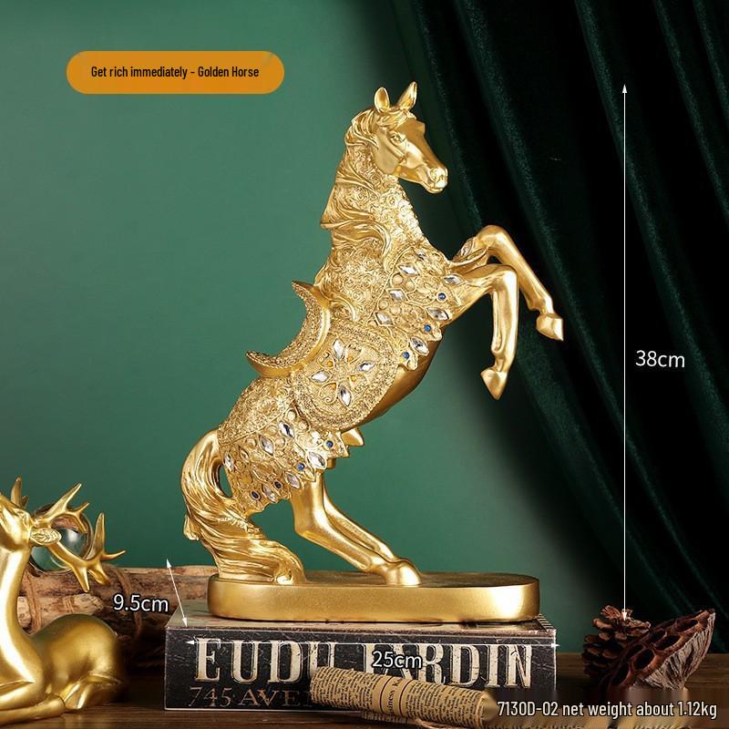 Golden Light Luxury Resin Handicrafts Collection: Ornaments for Office, Living Room, Wine & TV Cabinets