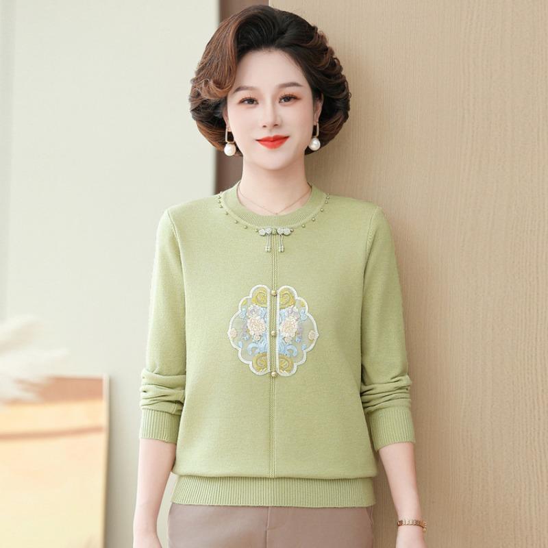 Mom's autumn clothes new knitted sweater top long-sleeved medium and old women's clothing autumn bottoming sweater