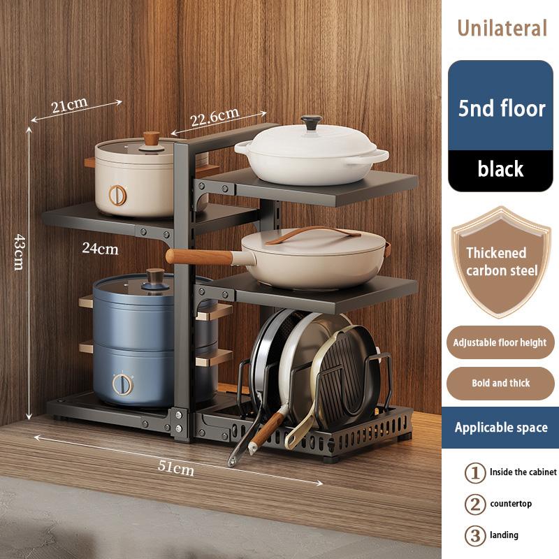 Kitchen Pot Holder Under Sink Multi-Layer Metal Storage Rack Snap-On Adjustable Pot Storage Rack Pots and Pans Storage Racks