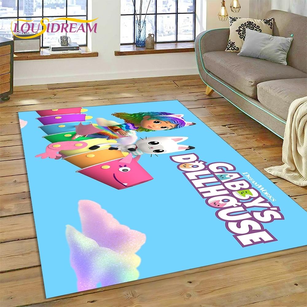Cartoon Cute Gabbys Dollhouse Girl Rug Carpet for Living Room Bedroom Home Decor,Non-slip Decoration for Sofa Doormat Gifts Kid
