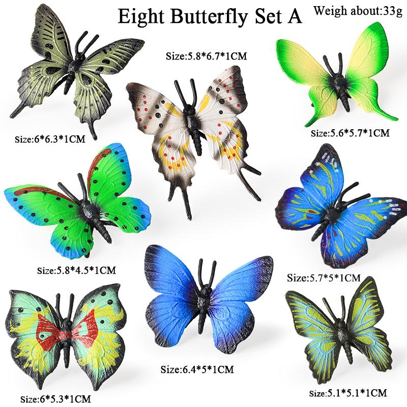 Oenux Insect Animals Model Monarch Actias Ningpoana Swallowtail Butterfly Growth Cycle Garden Figurine Education Kid Toy Gift