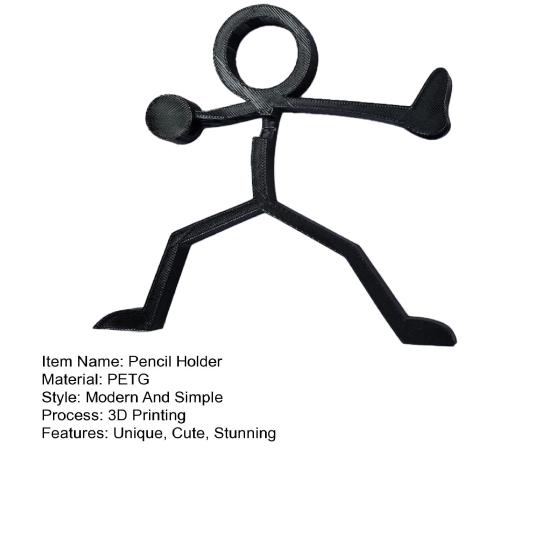 3D-gedruckter Stifthalter mit Linienfigur, Schreibtisch-Bleistiftständer, Krieger-Linienkunstfigur für Heim- und Büro-Schreibtischdeko, Studenten, Spieleliebhaber