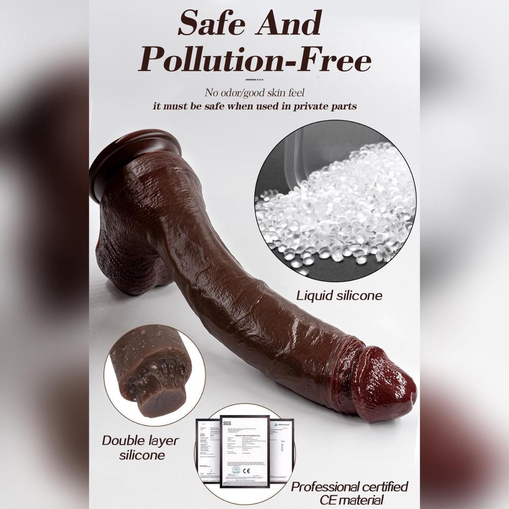 Extra Large Realistic Dildo – 5 Sizes Up To 33cm, Soft Liquid Silicone Penis Toy with Strong Suction Cup, Female & Couple Sex Toy