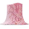Cherry Blossom Throw Blanket Branches Flower Print Fleece Flannel Blanket Japanese Style Soft Fuzzy Blanket for Sofa Couch Bed