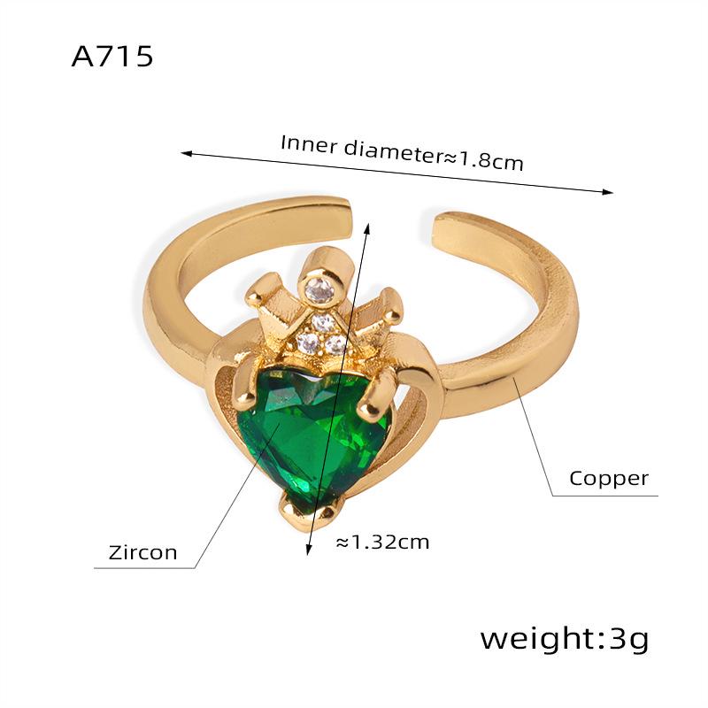 Korean Style Crown Series Adjustable Copper Ring with Micro-inlaid Zirconia - Versatile Women s Fashion Jewelry. Size 7