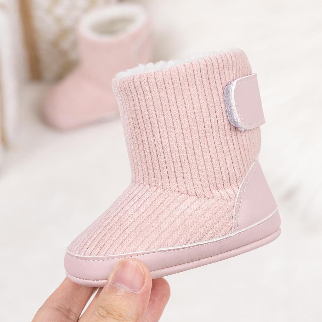 Cross-Border Winter Baby Velcro Cotton Warm Shoes with Plus Velvet Soft Sole.