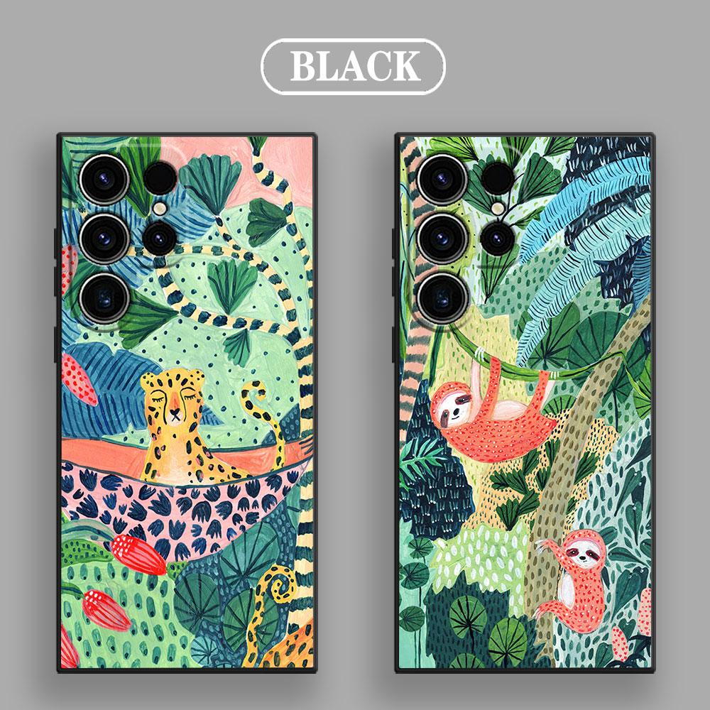 Jungle Art illustration Snake Cats Sloth S26Ultra Case For Samsung Galaxy S26 S25 S24 S23 S20 S21 FE S22 Ultra Plus Phone Cover