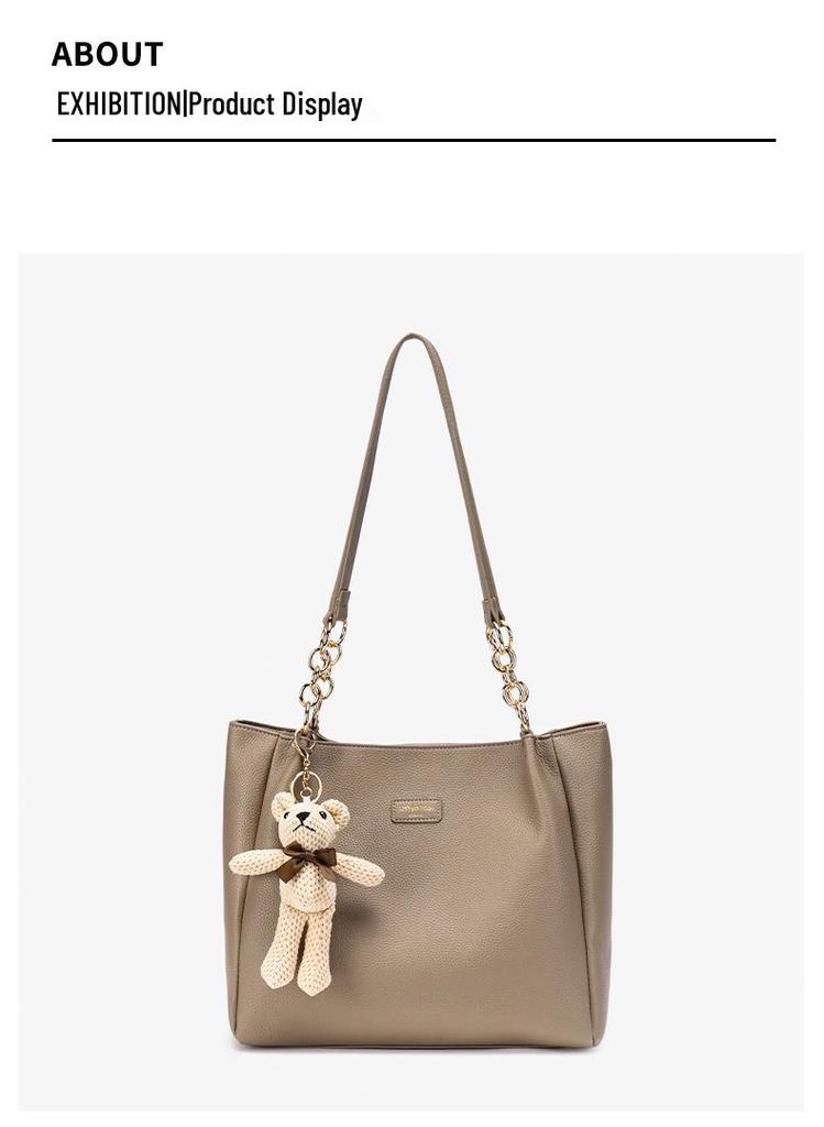 2026 Spring/Summer Light Luxury Milk Tea Handbag – Women's Large Capacity Single Shoulder Tote
